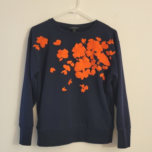 J. Crew Navy Floral Sweater in Small - Picture 9 of 9